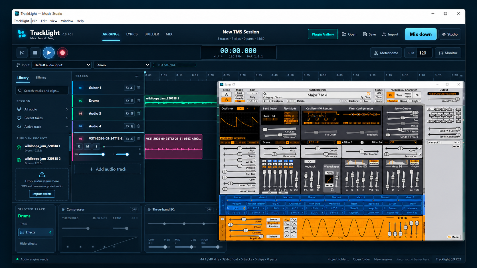 TrackLight running a VST instrument